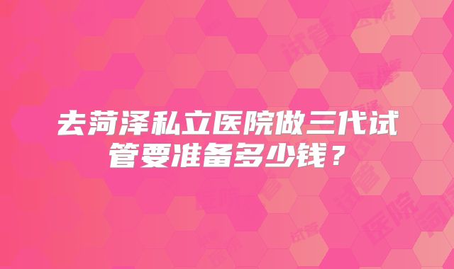 去菏泽私立医院做三代试管要准备多少钱?