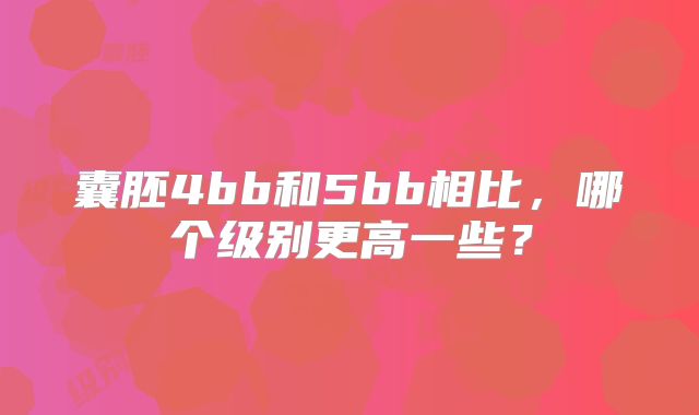 囊胚4bb和5bb相比，哪个级别更高一些？