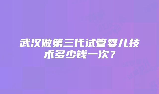 武汉做第三代试管婴儿技术多少钱一次?