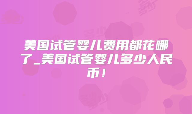 美国试管婴儿费用都花哪了_美国试管婴儿多少人民币!