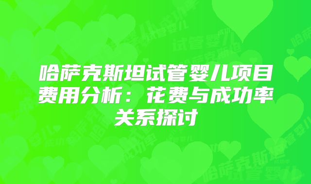 哈萨克斯坦试管婴儿项目费用分析：花费与成功率关系探讨