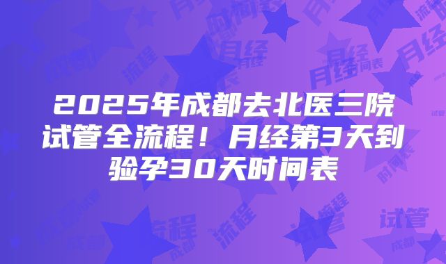 2025年成都去北医三院试管全流程！月经第3天到验孕30天时间表