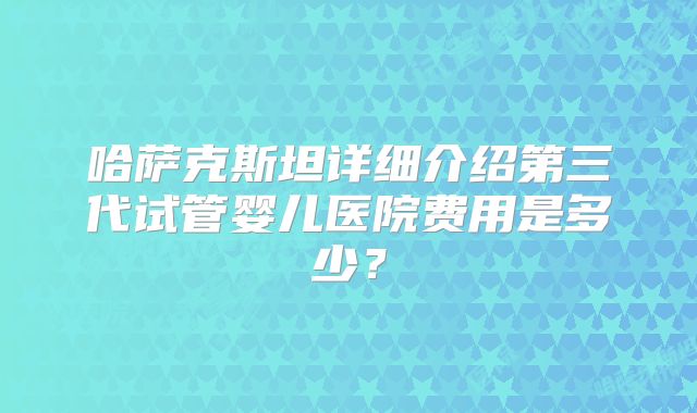 哈萨克斯坦详细介绍第三代试管婴儿医院费用是多少？