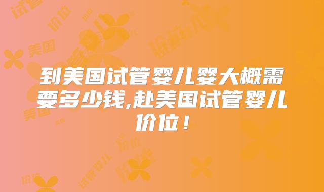 到美国试管婴儿婴大概需要多少钱,赴美国试管婴儿价位！