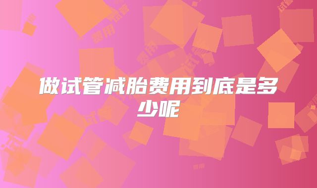 做试管减胎费用到底是多少呢
