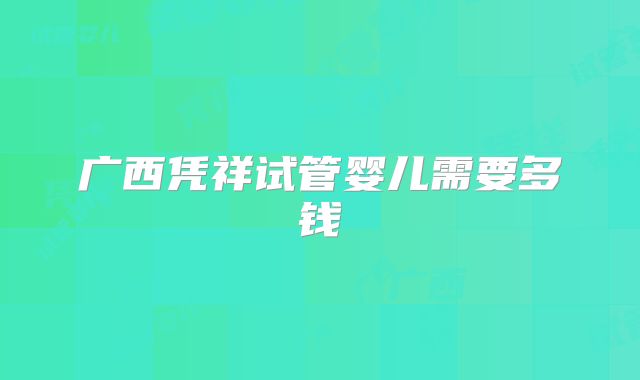 广西凭祥试管婴儿需要多钱