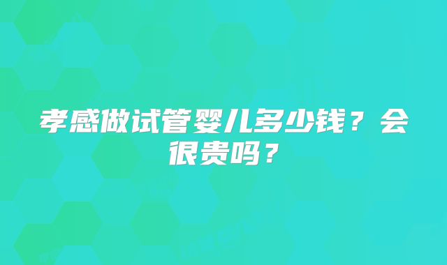 孝感做试管婴儿多少钱？会很贵吗？