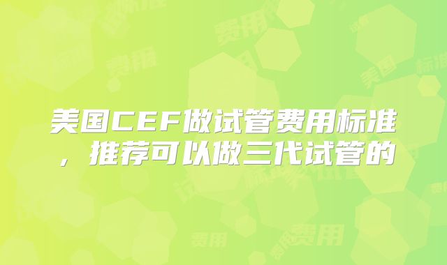 美国CEF做试管费用标准，推荐可以做三代试管的