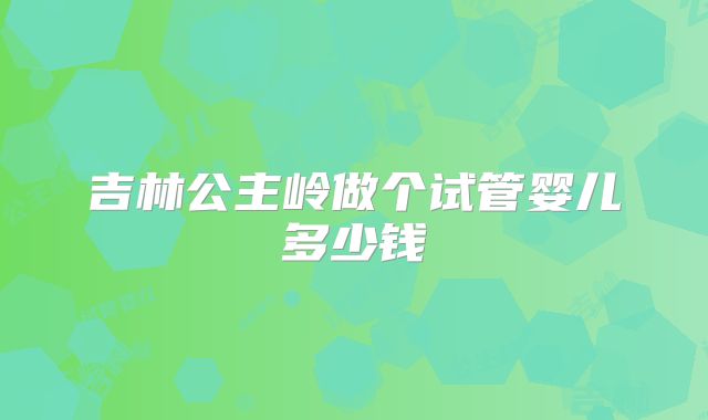 吉林公主岭做个试管婴儿多少钱