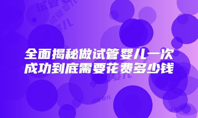 全面揭秘做试管婴儿一次成功到底需要花费多少钱