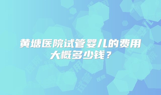 黄塘医院试管婴儿的费用大概多少钱？