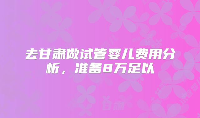 去甘肃做试管婴儿费用分析，准备8万足以