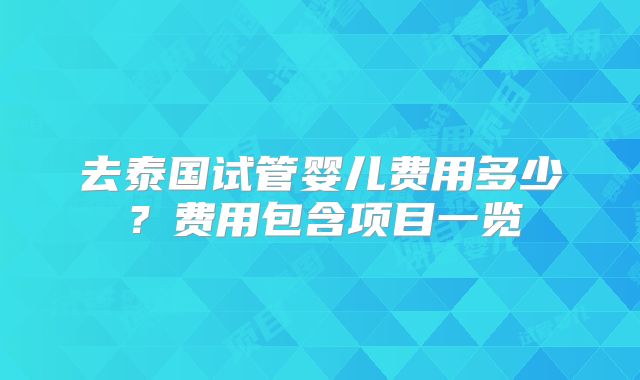 去泰国试管婴儿费用多少？费用包含项目一览