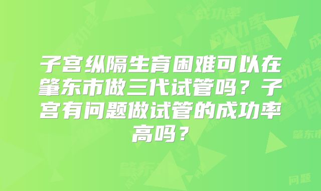 子宫纵隔生育困难可以在肇东市做三代试管吗？子宫有问题做试管的成功率高吗？