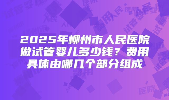 2025年柳州市人民医院做试管婴儿多少钱？费用具体由哪几个部分组成