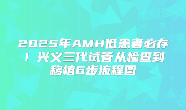 2025年AMH低患者必存！兴义三代试管从检查到移植6步流程图