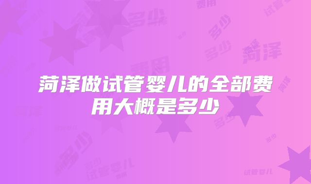 菏泽做试管婴儿的全部费用大概是多少