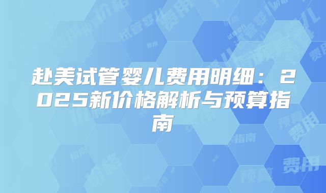 赴美试管婴儿费用明细：2025新价格解析与预算指南