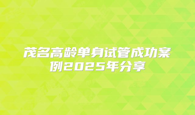 茂名高龄单身试管成功案例2025年分享