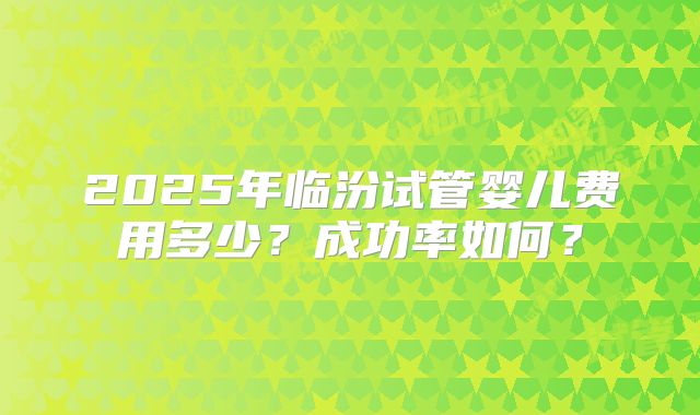 2025年临汾试管婴儿费用多少？成功率如何？