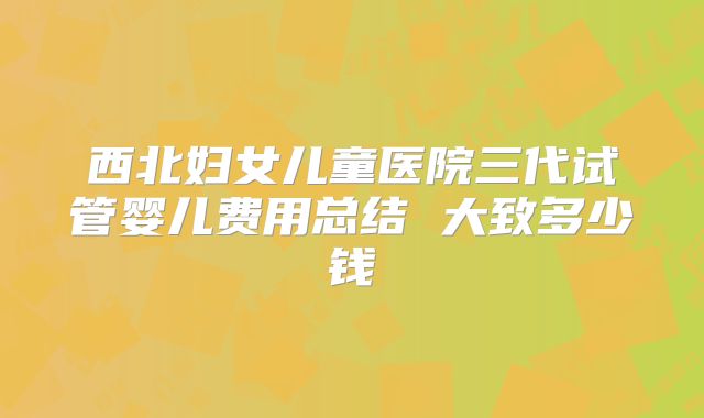 西北妇女儿童医院三代试管婴儿费用总结 大致多少钱