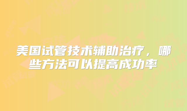 美国试管技术辅助治疗,哪些方法可以提高成功率