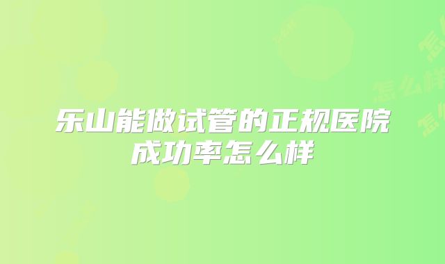乐山能做试管的正规医院成功率怎么样