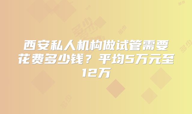 西安私人机构做试管需要花费多少钱？平均5万元至12万