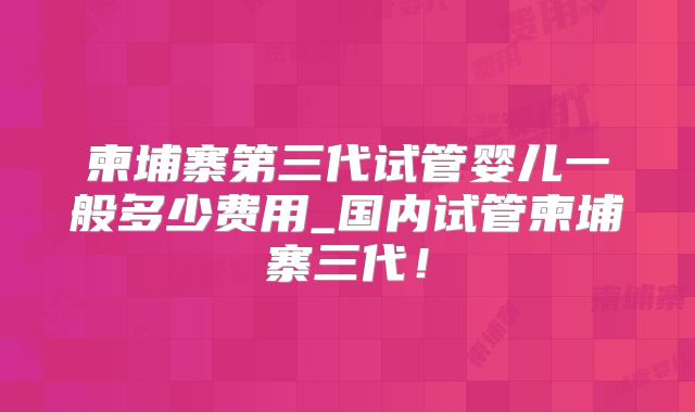 柬埔寨第三代试管婴儿一般多少费用_国内试管柬埔寨三代！