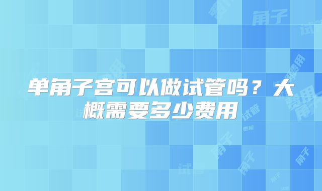 单角子宫可以做试管吗?大概需要多少费用