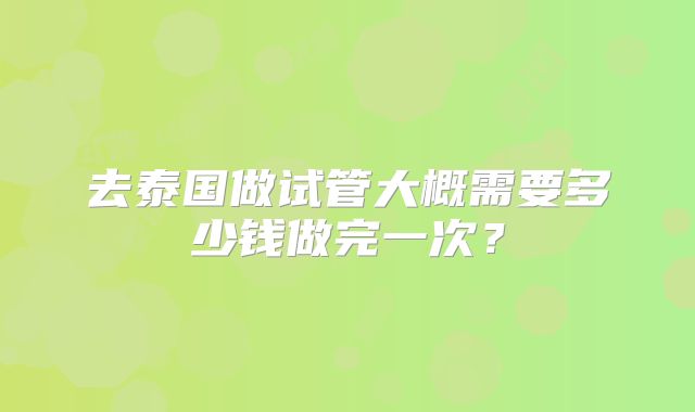 去泰国做试管大概需要多少钱做完一次？