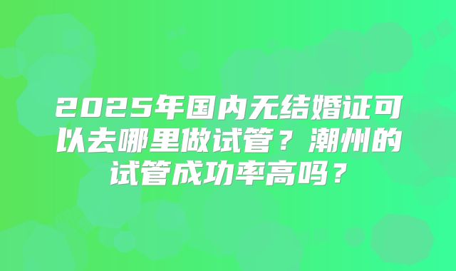 2025年国内无结婚证可以去哪里做试管？潮州的试管成功率高吗？