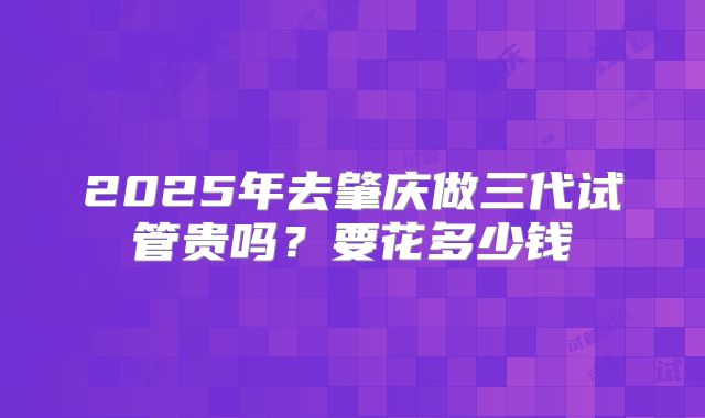 2025年去肇庆做三代试管贵吗？要花多少钱