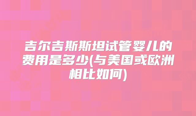 吉尔吉斯斯坦试管婴儿的费用是多少(与美国或欧洲相比如何)