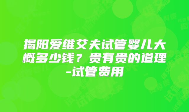 揭阳爱维艾夫试管婴儿大概多少钱?贵有贵的道理-试管费用
