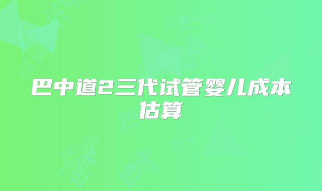 巴中道2三代试管婴儿成本估算