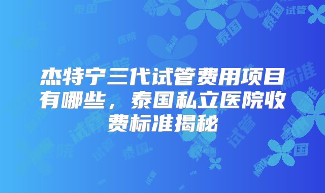 杰特宁三代试管费用项目有哪些，泰国私立医院收费标准揭秘