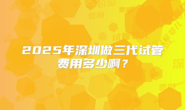 2025年深圳做三代试管费用多少啊？
