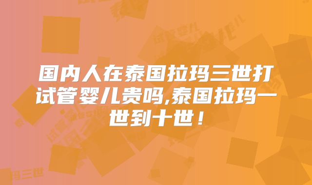 国内人在泰国拉玛三世打试管婴儿贵吗,泰国拉玛一世到十世！
