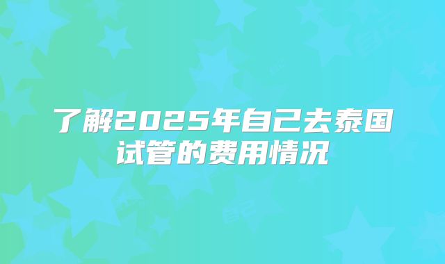 了解2025年自己去泰国试管的费用情况
