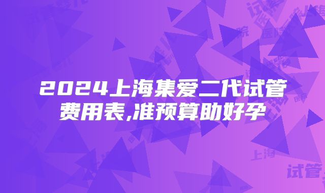 2024上海集爱二代试管费用表,准预算助好孕