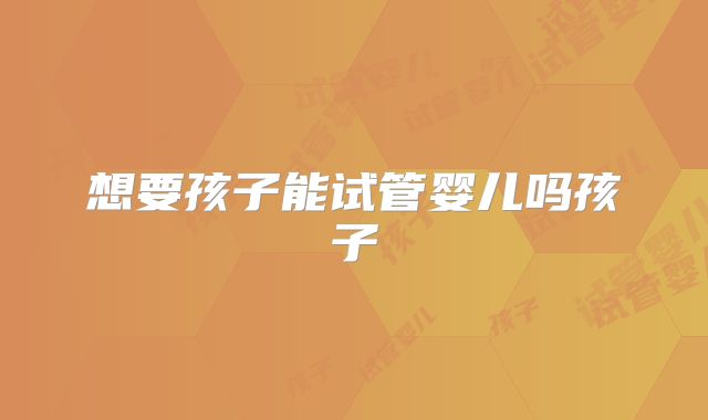 想要孩子能试管婴儿吗孩子