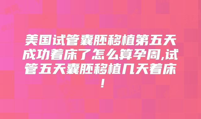 美国试管囊胚移植第五天成功着床了怎么算孕周,试管五天囊胚移植几天着床！