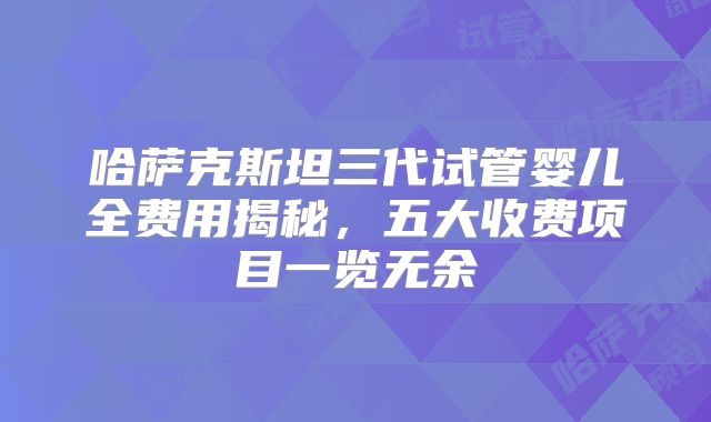 哈萨克斯坦三代试管婴儿全费用揭秘，五大收费项目一览无余