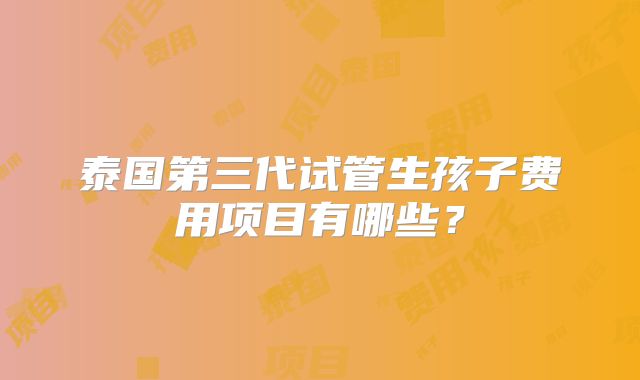 泰国第三代试管生孩子费用项目有哪些？
