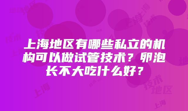 上海地区有哪些私立的机构可以做试管技术？卵泡长不大吃什么好？