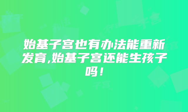 始基子宫也有办法能重新发育,始基子宫还能生孩子吗！