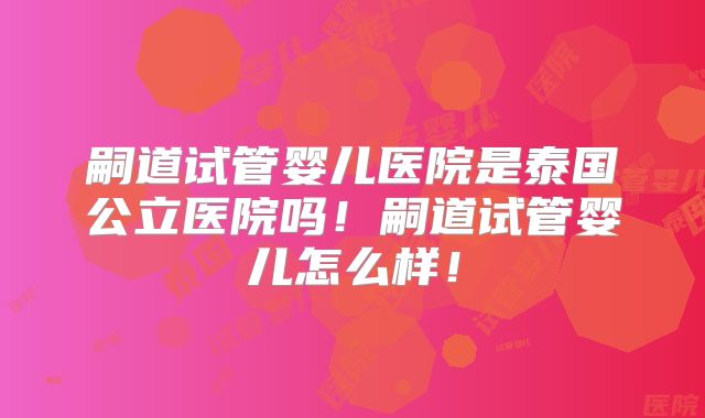 嗣道试管婴儿医院是泰国公立医院吗！嗣道试管婴儿怎么样！