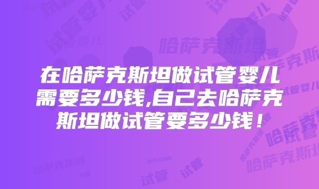 在哈萨克斯坦做试管婴儿需要多少钱,自己去哈萨克斯坦做试管要多少钱！