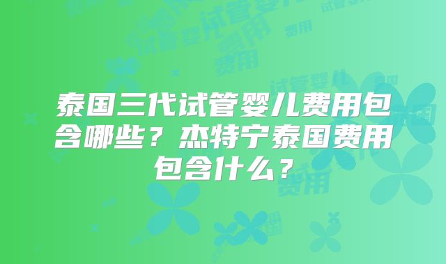 泰国三代试管婴儿费用包含哪些?杰特宁泰国费用包含什么?